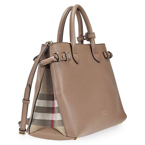 Burberry Medium Banner Leather and House Check Tote 